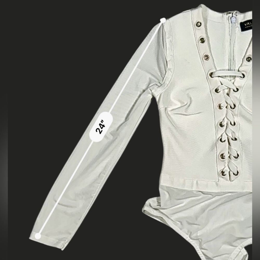 Valiant Paris White Lace‑Up Long‑Sleeve Bodysuit – Size L - Picture 12 of 17